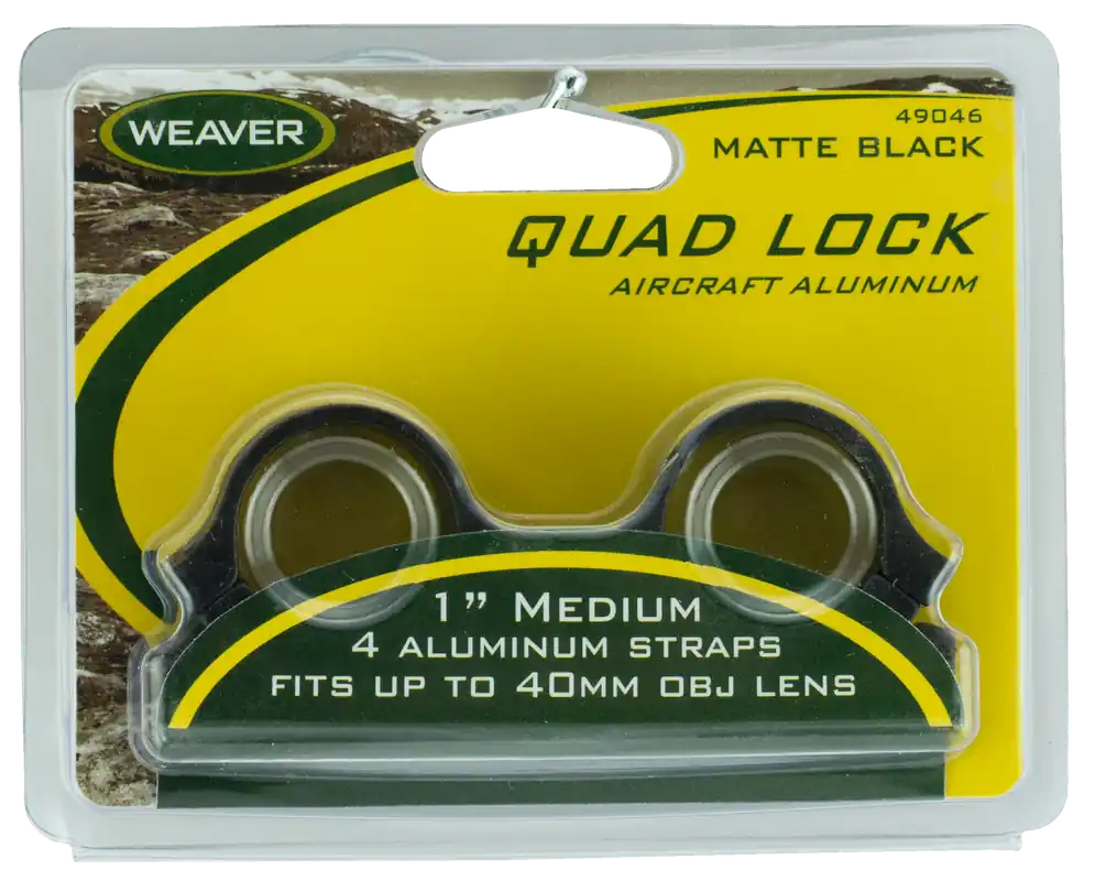 Weaver 49046 Quad Lock Detachable Rings - Matte Black, 1" Medium