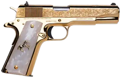 Colt 1911 El Ranchero 38 Super - 24K Gold Plated, Engraved, Mother of Pearl Grip