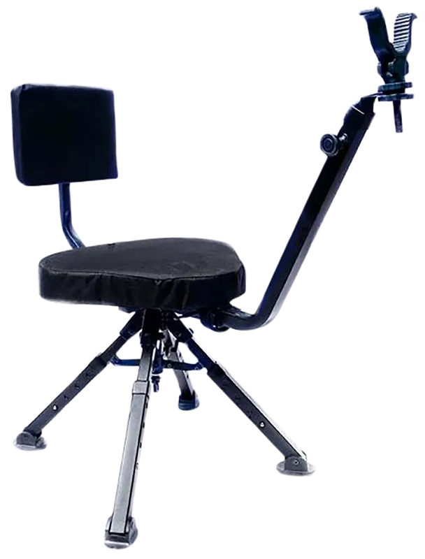 BenchMaster BMGBSC2 360° Rotating Ground Hunting Chair - Black Steel, 4-Legged Design