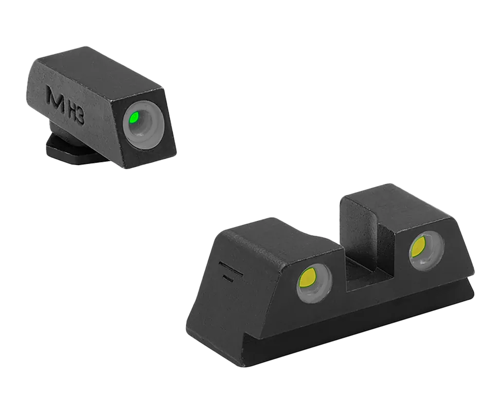 Meprolight Tru-Dot Tritium Sights for Glock 42/43/43X/48 - Green Front, Yellow Rear