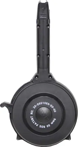 Black Iver Johnson 50-Round Polymer Drum Magazine for Glock 9mm