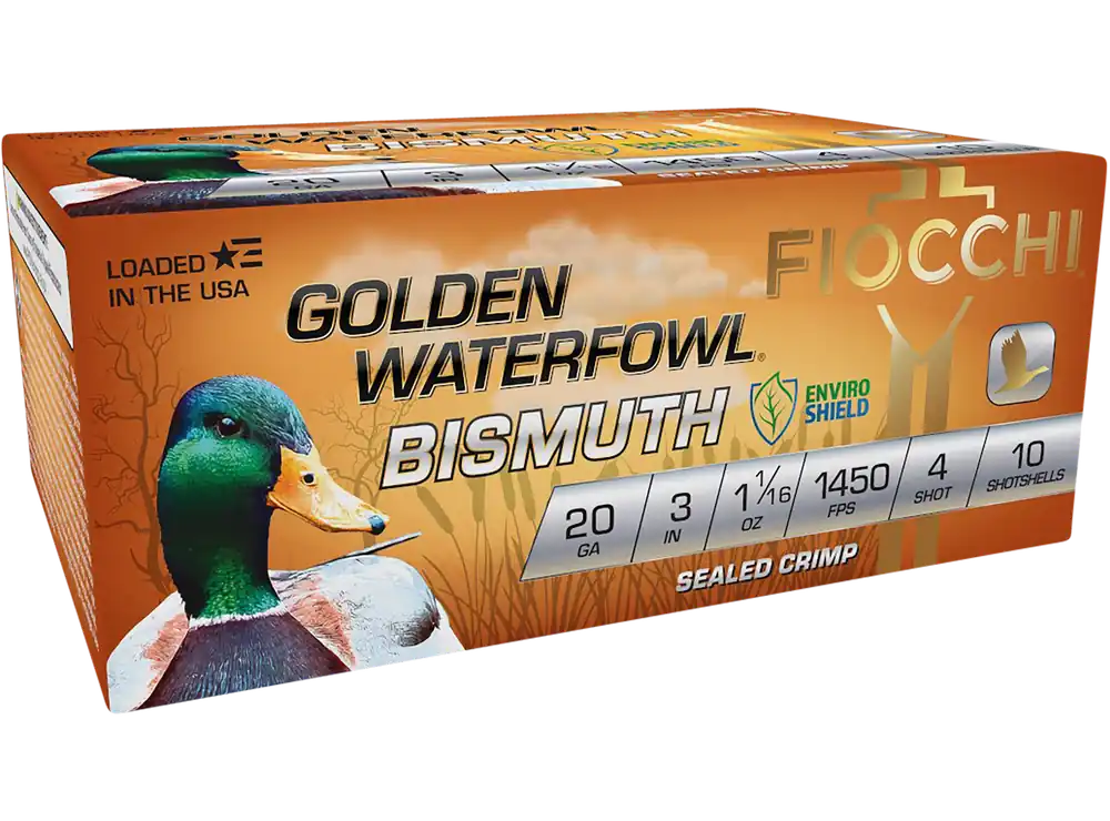Fiocchi Golden Waterfowl Bismuth 20 Gauge 3" Shotgun Shells - 10 Box/Case