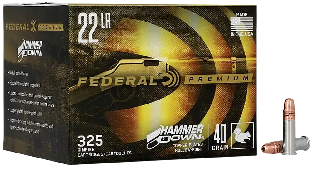 Federal 22LR Hammer Down 40gr CPHP Ammo - 325 Rounds/Box, 10 Boxes/Case