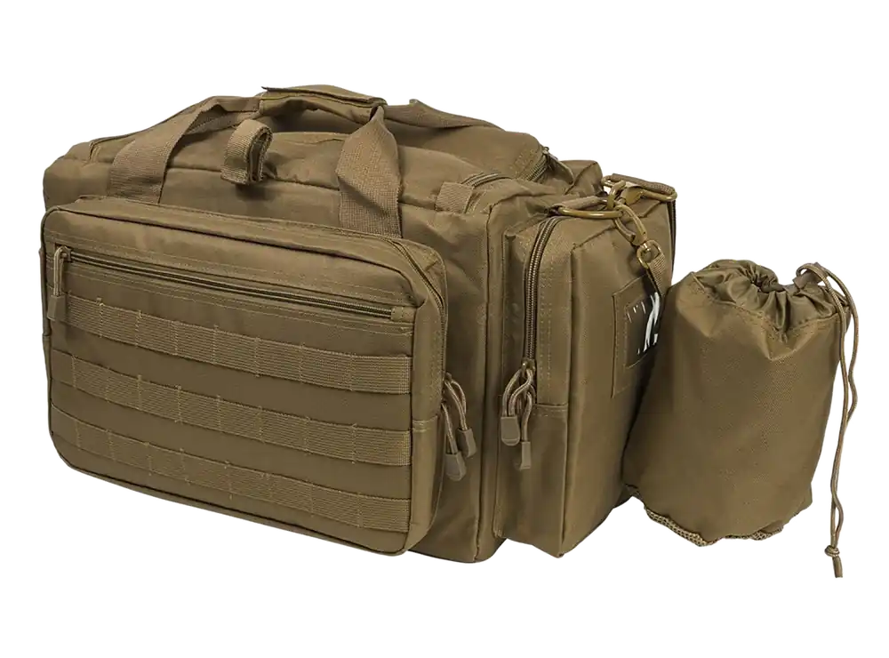 NcStar VISM Competition Range Bag with Lockable Zippers & Padded Shoulder Strap - Tan Finish