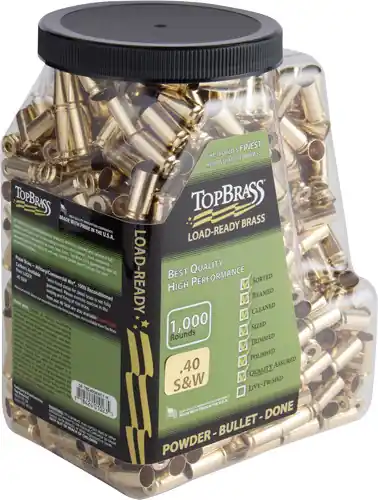 BRASS 40 SW 1000 Pack Jug - Top Brass Once Fired Unprimed