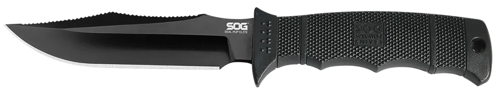 SOG Seal Pup Elite Fixed Blade Knife with Black TiCN AUS-8A Blade and GRN Handle