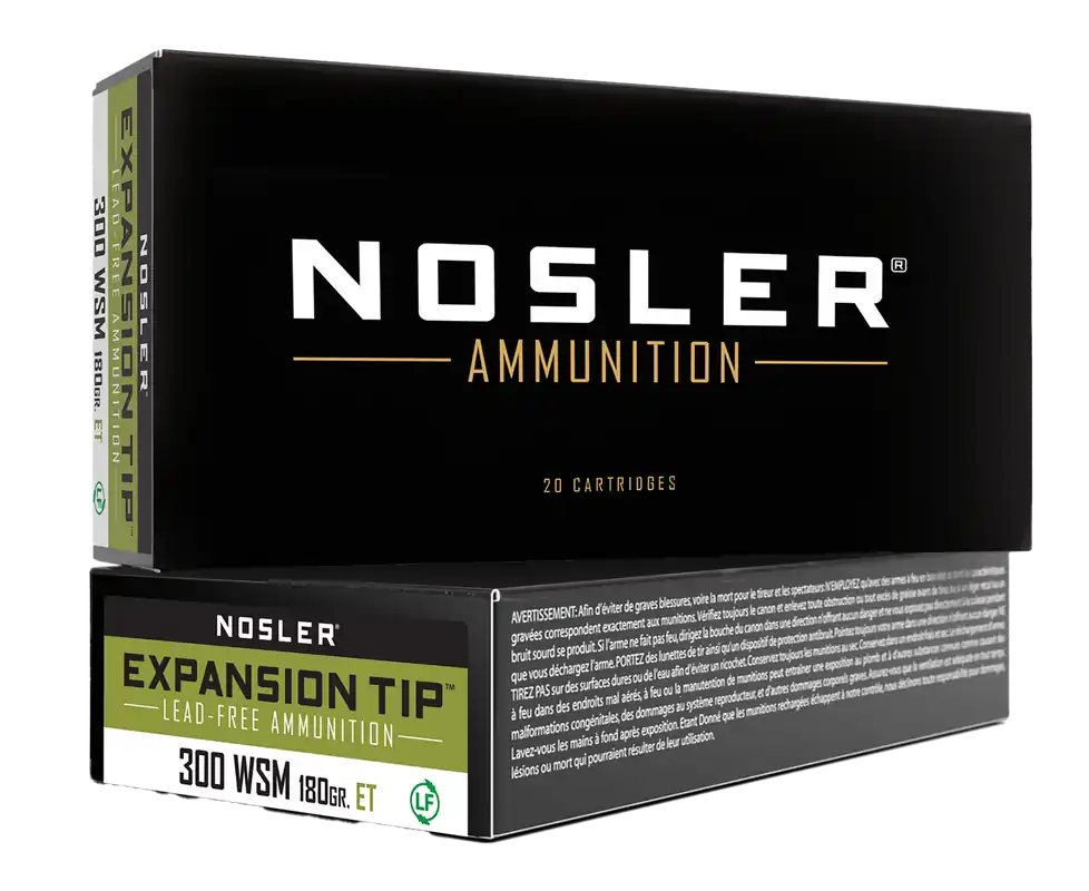 Nosler 40152 E-Tip 300WSM 180gr Lead-Free Ammo 20/Box