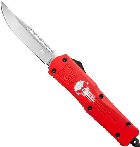 Punisher 3.5" D2 Steel Drop Point CobraTec Large FS3 OTF Knife - Red