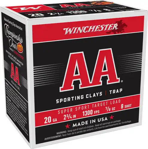Winchester AA 20GA 2.75" 7/8oz #8 1300FPS 250rd Case Lot