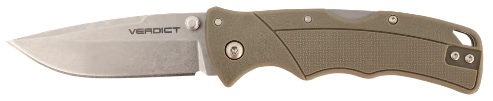 Cold Steel Verdict 3" Folding Spear Point Knife with Brown GFN Handle and Belt Clip