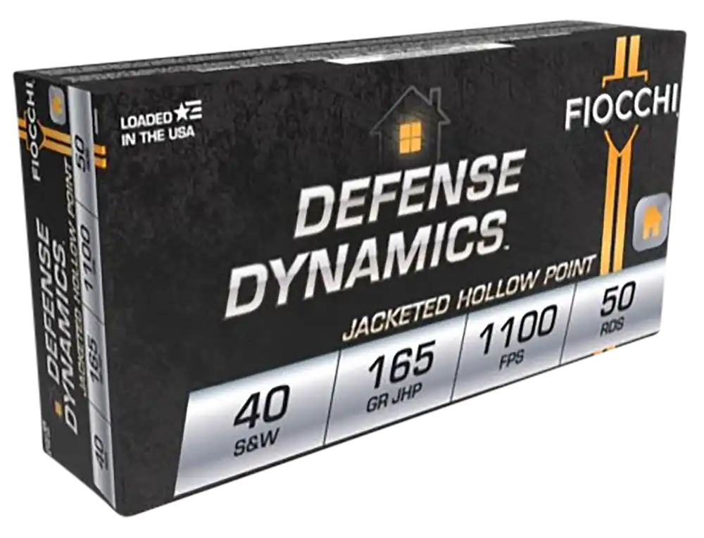 Fiocchi Defense Dynamics 40S&W 165gr JHP Ammo - 50 Rounds/Box, 20 Boxes/Case