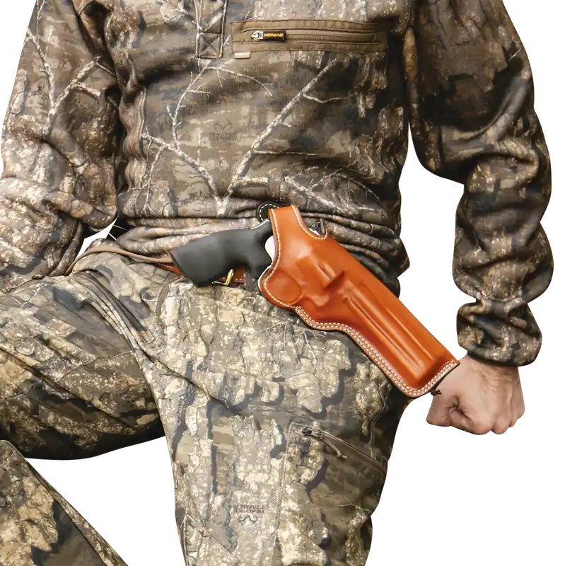 DeSantis Gunhide Dual Angle Hunter OWB Tan Leather Belt Slide for S&W L Frame 4" Right Hand