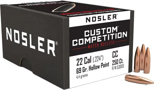 Nosler 69GR HP-BT Custom Competition Bullets .224 Caliber - 250 Count