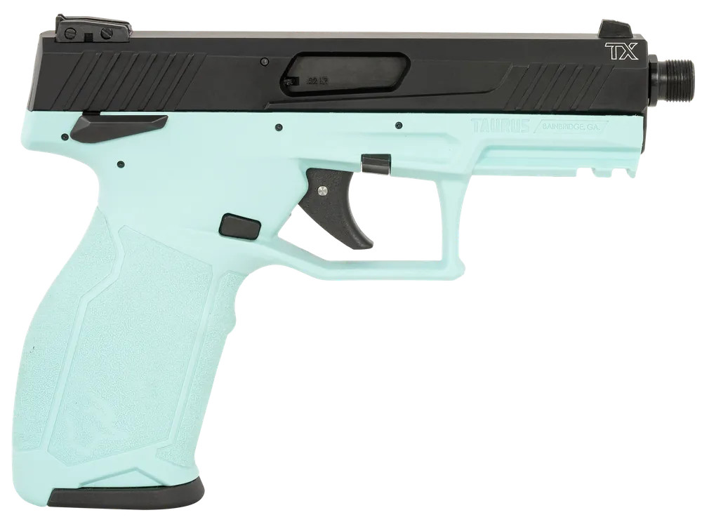 Taurus TX22 Full Size 22 LR Pistol with Cyan Frame and Threaded Barrel