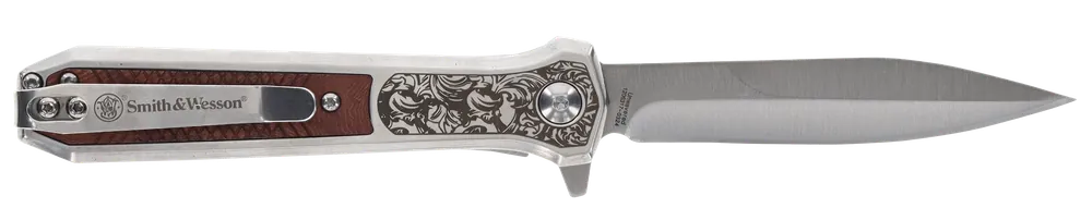 Smith & Wesson 1205011 Unwavered Folding Dagger with Rosewood Handle