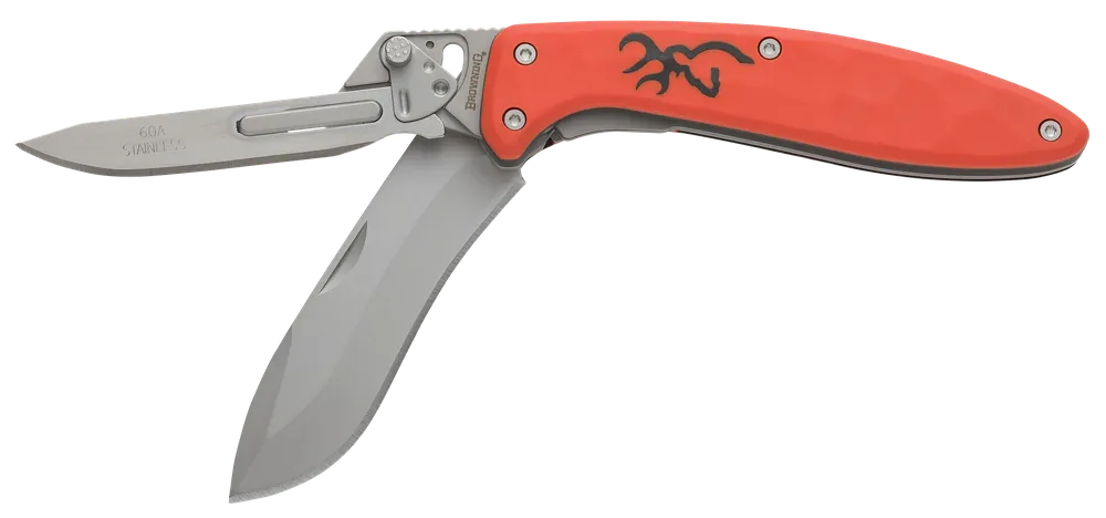 Browning Primal Scalpel 2 Folding Knife with Blaze Orange Handle and 2.75" 8Cr13MoV Blade