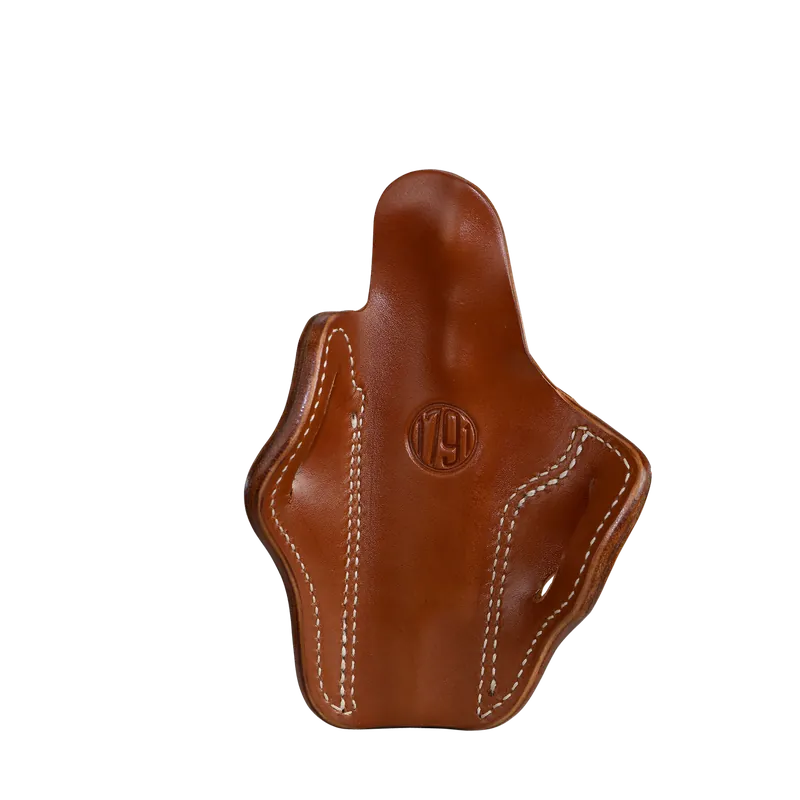 Classic Brown Leather Belt Slide Holster for 5" 1911 - Right Handed, Optic Ready