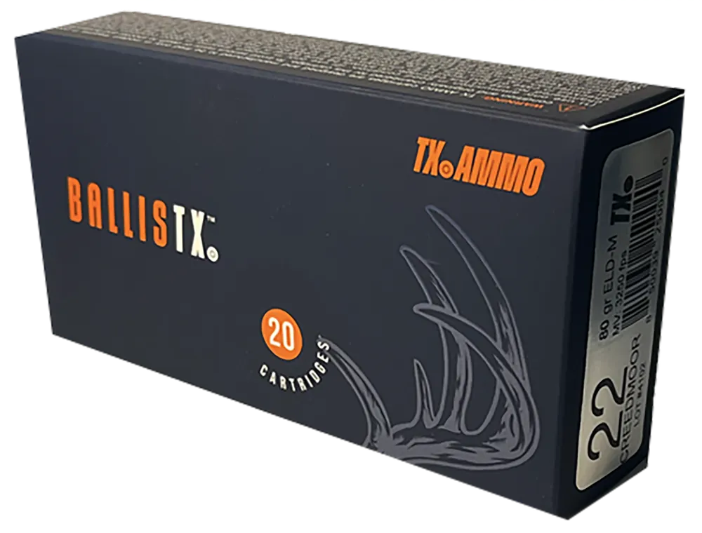 RTXA22C80ELDM BallisTX 22 Creedmoor 80gr ELD Match Ammo - 20/Box, 25/Case