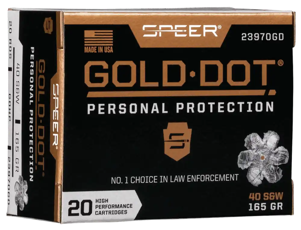Speer Gold Dot 40S&W 165gr HP Ammo - 20 Rounds/Box, 10 Boxes/Case