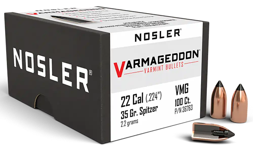 Nosler Varmageddon .22 Cal 35gr Flat Base Tipped Bullets - 100 Count