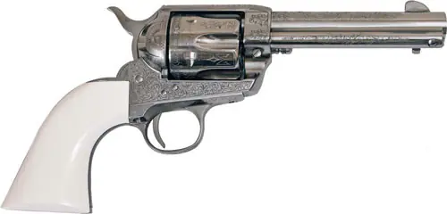 Engraved Nickel/Ivory Cimarron Frontier .357 Magnum Revolver 4.75"