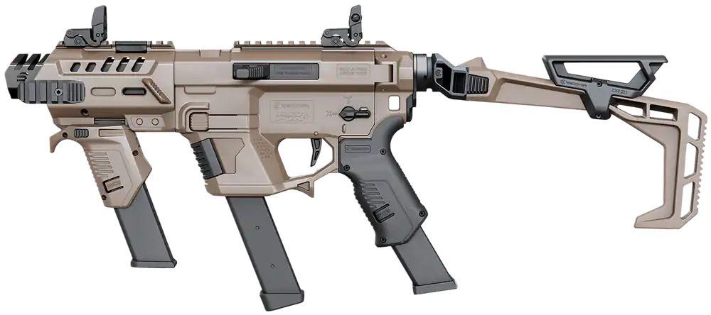 Recover Tactical P-IX+MG PG9 SR20 Tan Folding Stock with Metal Front Guard