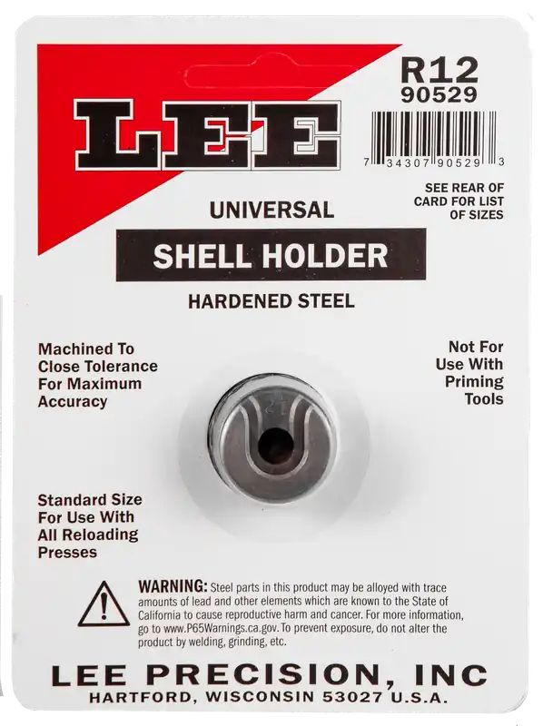 Universal Shell Holder #12R for 6 PPC, 22 PPC, 7.62x39 - Lee Precision 90529