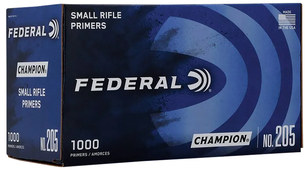 Federal 205 Champion Small Rifle Multi Caliber - 1000 Rounds Per Box, 5 Cases