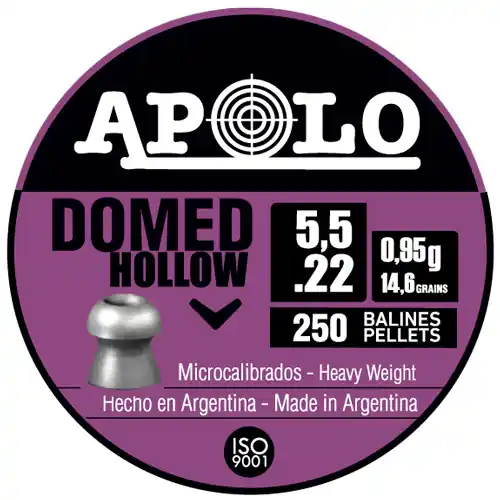 Hatsan Apolo .22 Domed Hollow Pellets - 250 Pack, 14.6 Grain