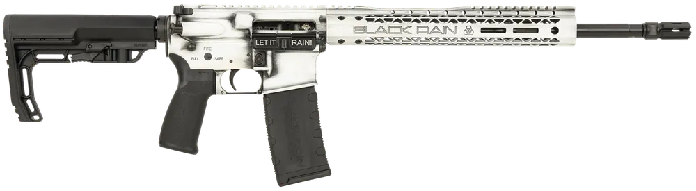 Black Rain Ordnance Spec15 Fusion 5.56 NATO Rifle, White Battleworn Finish, 16" Barrel, M-LOK, MFT Grip/Stock