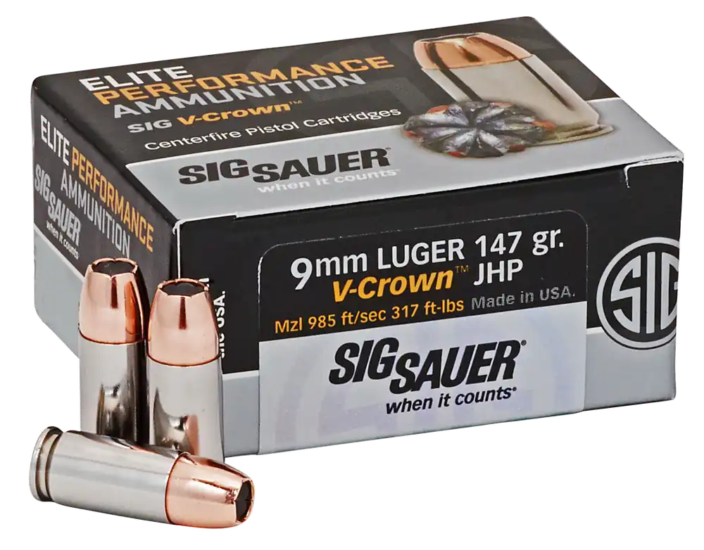 Sig Sauer Elite Performance 9mm Luger 147gr V-Crown JHP - 50 Rounds