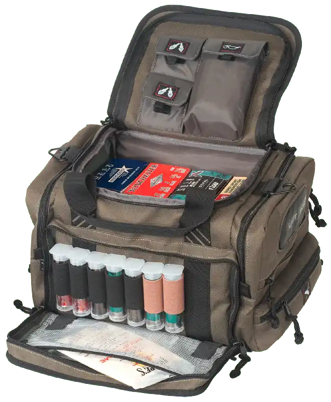 GPS 1411SC Sporting Clays Bag: OD Green, Lockable, Rain Cover, Visual ID, Holds 8-10 Shell Boxes
