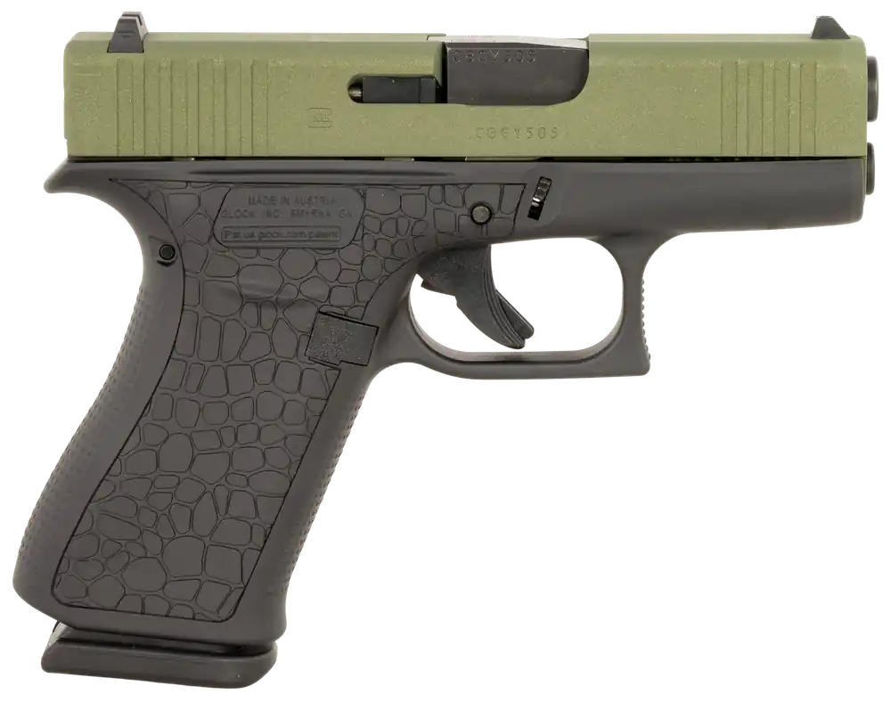 Glock G43X 9mm Sub-Compact Pistol with Lime Green Slide and Black Frame