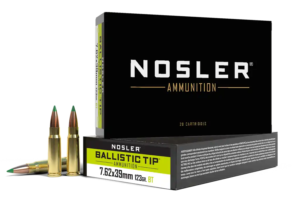 Nosler 40069 7.62x39mm 123gr Spitzer Ballistic Tip Ammo - 20 Rounds Per Box