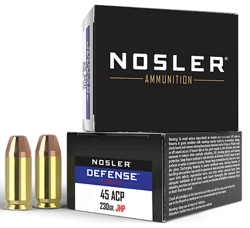 Nosler 45ACP 230gr Bonded JHP Defense Ammo - 20/Box
