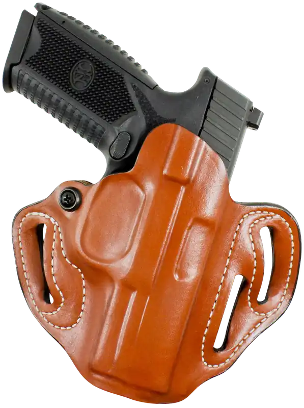 DeSantis Gunhide Speed Scabbard OWB Tan Leather Belt Holster for Springfield Prodigy 5" Barrel Left Hand with/without Red Dot