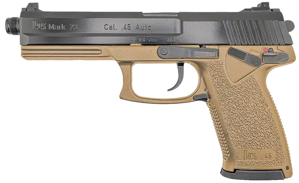 HK Mark 23 .45 ACP Pistol with Threaded Barrel and FDE Frame