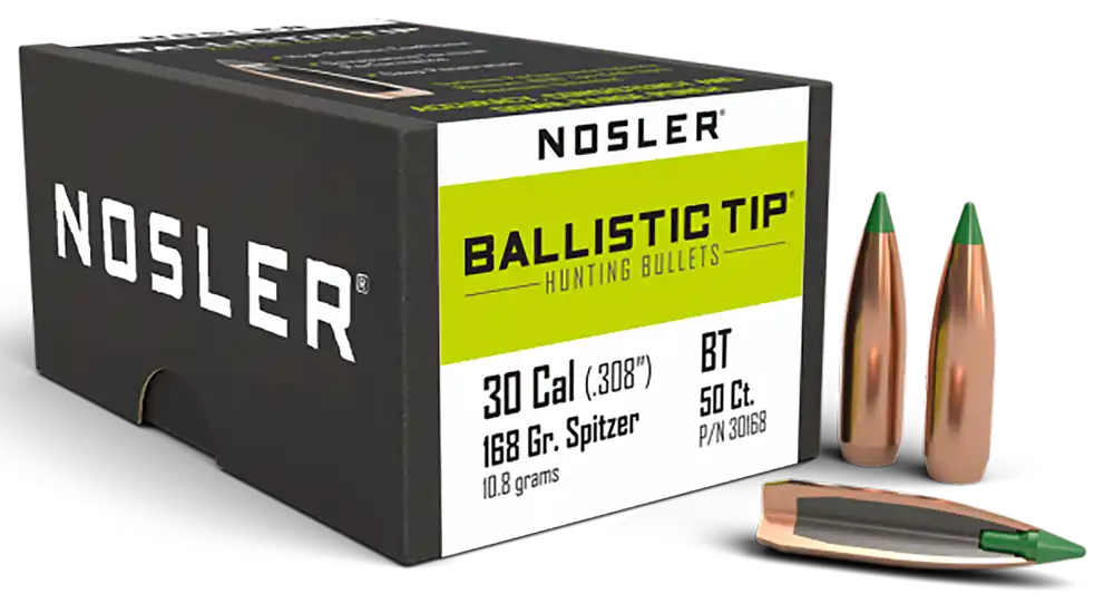 Nosler Ballistic Tip 30 Cal 168gr Spitzer Bullets - 50 Count Box