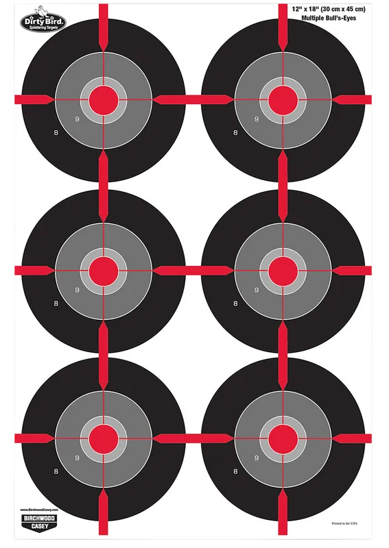 Birchwood Casey Dirty Bird 12"x18" Multiple Bullseye Tagboard Targets - 8 Pack