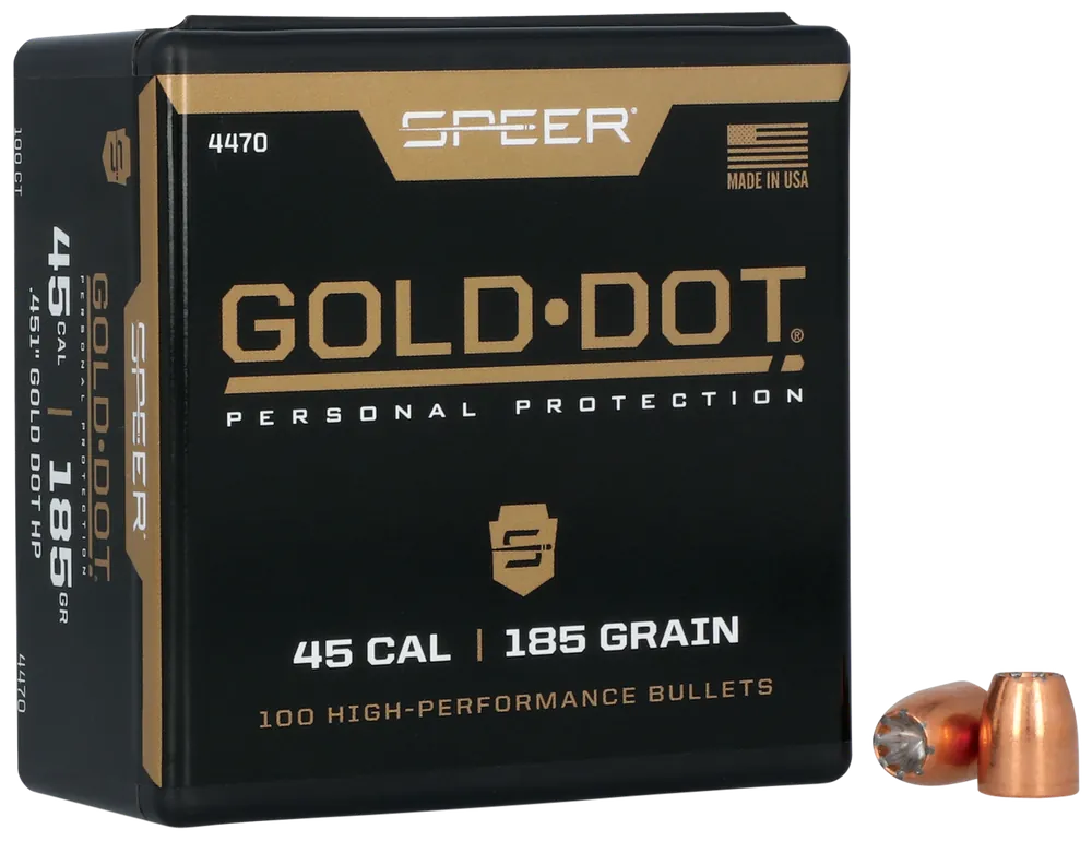 Speer Gold Dot 45Cal 185gr HP Ammo - 100/Box, 5/Case