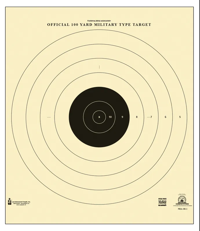 Action Target SR1100 Military Bullseye Tagboard, 21" x 21", 100 yds, 100 Pack