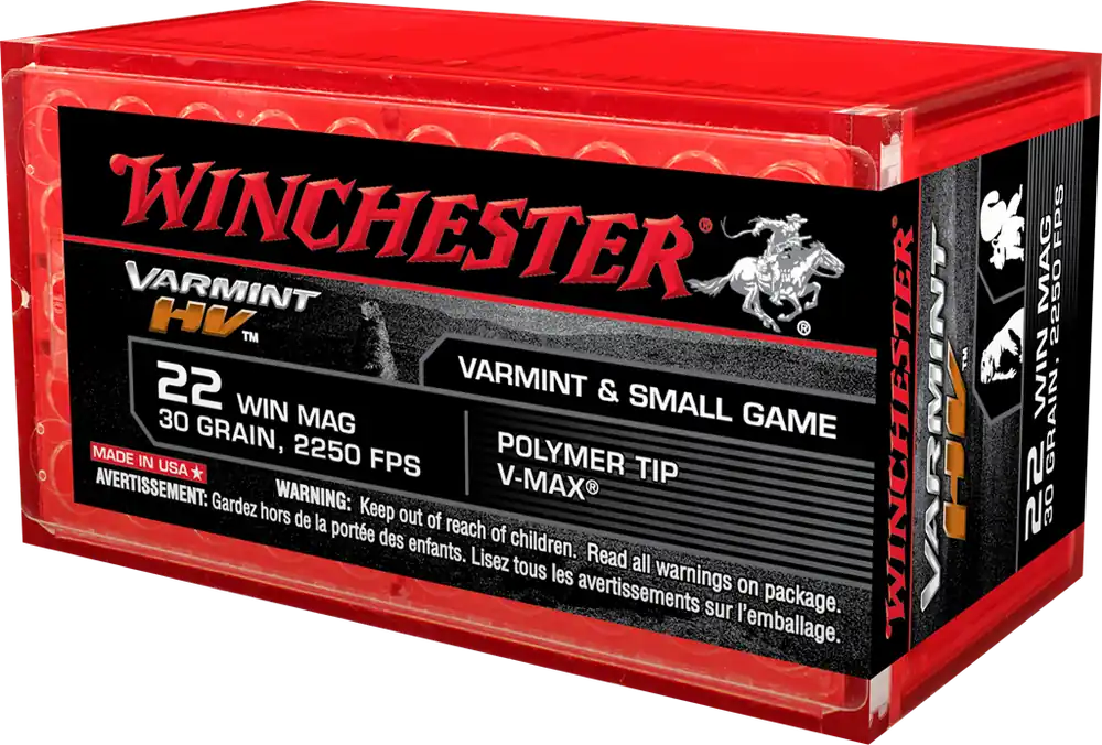 Winchester Varmint HV 22WMR 30gr Hornady V-Max Ammo - 50 Rounds Per Box
