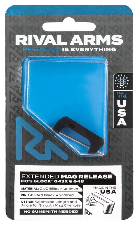 Extended Magazine Release for Glock 43X/48 - Black Anodized Aluminum by Rival Arms