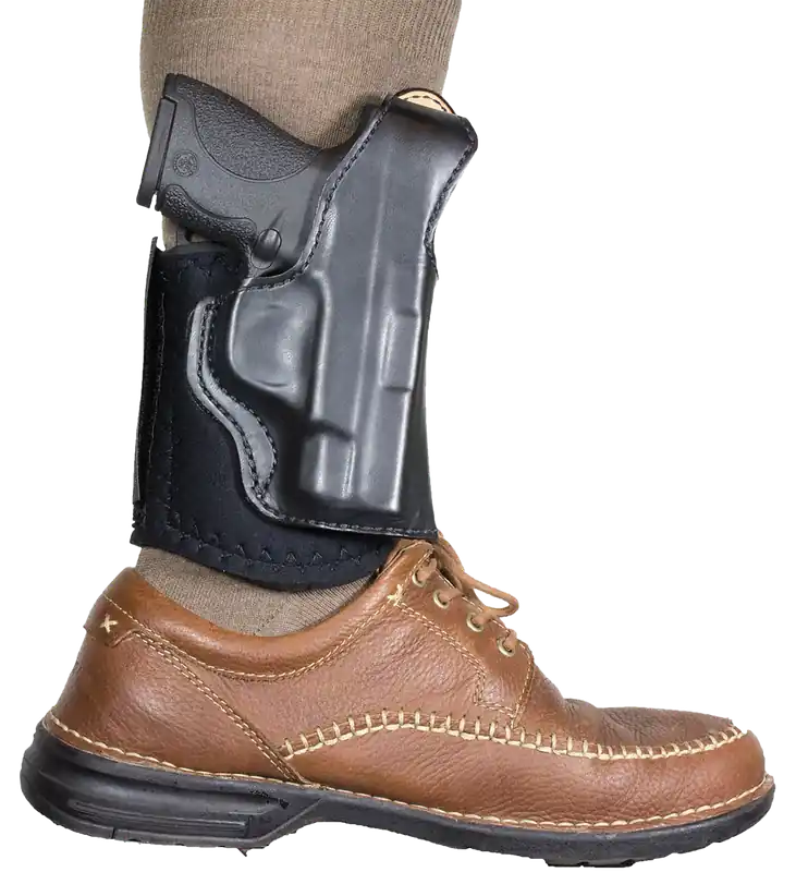 DeSantis Gunhide Die Hard Ankle Rig for S&W M&P Shield 9/40 - Right Handed, Black Leather/Sheepskin