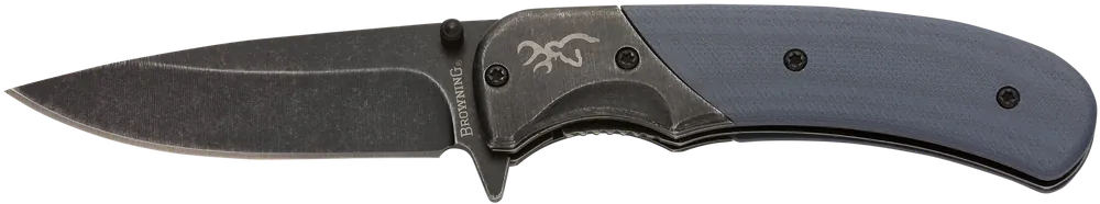 Browning 3220365 EDC Compact Folding Knife with Black Oxide Stonewashed Blade and Black/Blue Handle