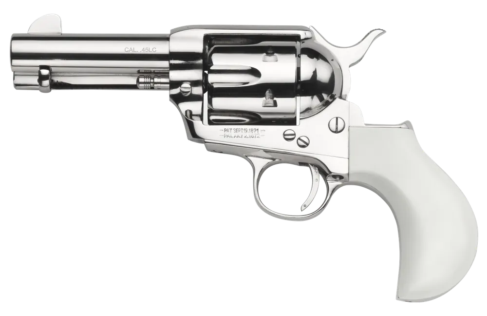 Taylors & Company 1873 Cattleman .357 Mag Revolver, 3.5" Barrel, Nickel-Plated, Ivory Birdshead Grip