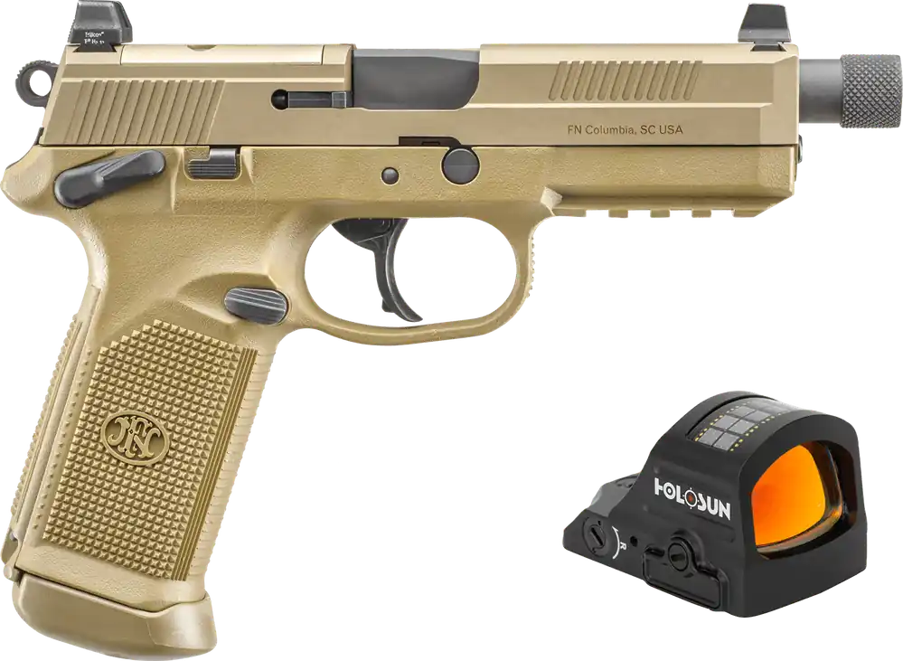 FN 66102270 FNX 45 ACP Pistol with Optic and Holosun 407C Red Dot, FDE Finish