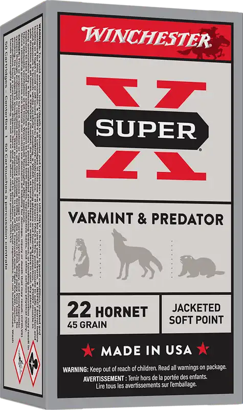Winchester Super X .22 Hornet 45gr JSP Ammo - 50 Rounds