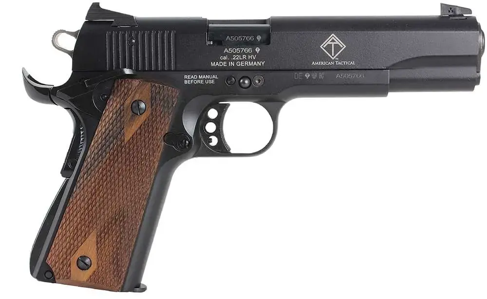 GSG GSG2210M1911CA GSG 1911 *CA Compliant 22 LR 5" 10+1 Black Hardcoat Anodized Walnut Grip