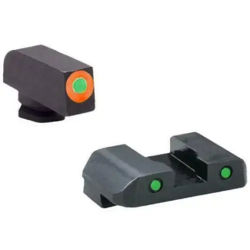 AmeriGlo GL434 Hackathorn Fits Glock 20/21 Tritium Green w/Orange Outline Front Steel Black Rear